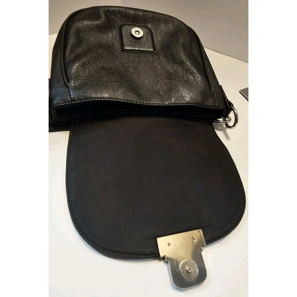 Nicole Miller Black Crossbody Bag Saddle Purse Vegan Leather Small Messenger EUC - Picture 11 of 15